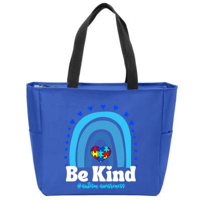 Be Kind Autism Awareness Rainbow Puzzle Heart Family Support Gift Zip Tote Bag