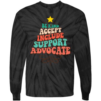 Be Kind Accept Include Support Christmas Special Education Tie-Dye Long Sleeve Shirt