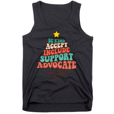 Be Kind Accept Include Support Christmas Special Education Tank Top