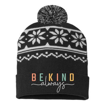 Be Kind Always Women Letter Print Inspirational USA-Made Snowflake Beanie