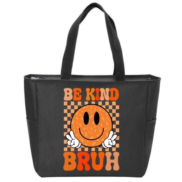 Be Kind Bruh Anti Bullying Smile Face Zip Tote Bag