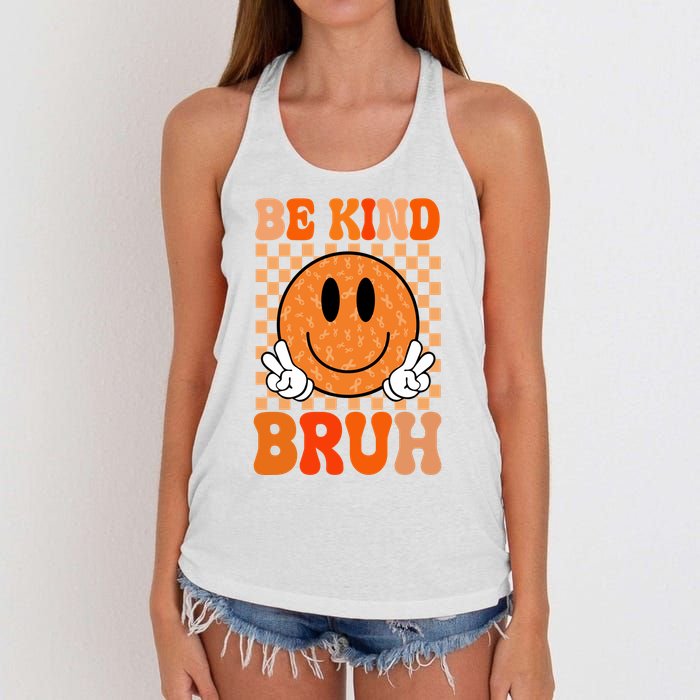Be Kind Bruh Anti Bullying Smile Face Women's Knotted Racerback Tank