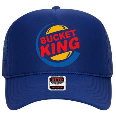 Bucket King Basketball Player Hoops Culture Funny High Crown Mesh Back Trucker Hat