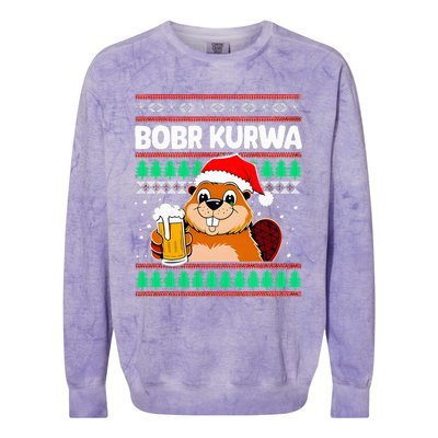 Bobr Kurwa Bober X Xmas Christmas Beer Kurwa Bober Xmas Beer Colorblast Crewneck Sweatshirt