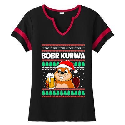 Bobr Kurwa Bober X Xmas Christmas Beer Kurwa Bober Xmas Beer Ladies Halftime Notch Neck Tee