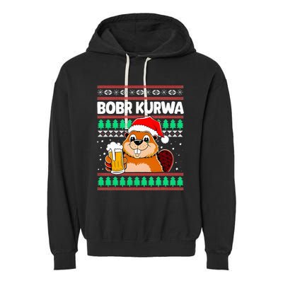 Bobr Kurwa Bober X Xmas Christmas Beer Kurwa Bober Xmas Beer Garment-Dyed Fleece Hoodie