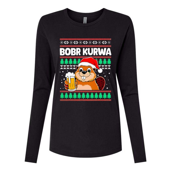 Bobr Kurwa Bober X Xmas Christmas Beer Kurwa Bober Xmas Beer Womens Cotton Relaxed Long Sleeve T-Shirt