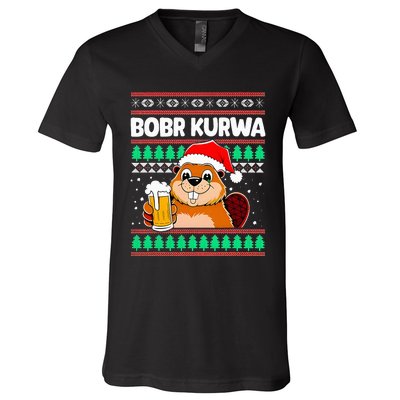 Bobr Kurwa Bober X Xmas Christmas Beer Kurwa Bober Xmas Beer V-Neck T-Shirt