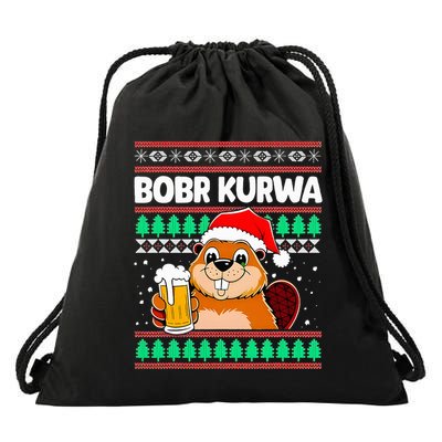 Bobr Kurwa Bober X Xmas Christmas Beer Kurwa Bober Xmas Beer Drawstring Bag