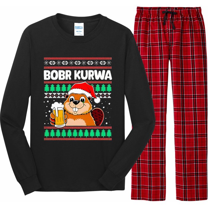 Bobr Kurwa Bober X Xmas Christmas Beer Kurwa Bober Xmas Beer Long Sleeve Pajama Set