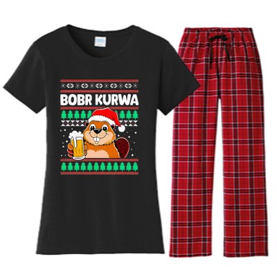 Bobr Kurwa Bober X Xmas Christmas Beer Kurwa Bober Xmas Beer Women's Flannel Pajama Set