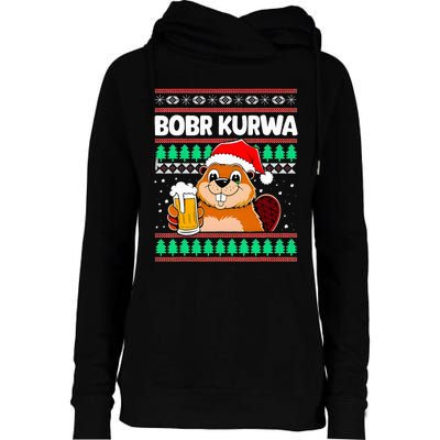 Bobr Kurwa Bober X Xmas Christmas Beer Kurwa Bober Xmas Beer Womens Funnel Neck Pullover Hood