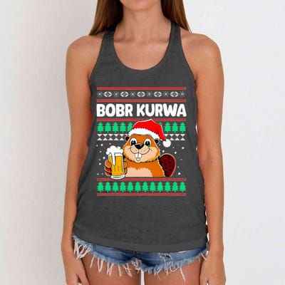 Bobr Kurwa Bober X Xmas Christmas Beer Kurwa Bober Xmas Beer Women's Knotted Racerback Tank