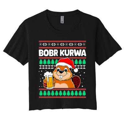 Bobr Kurwa Bober X Xmas Christmas Beer Kurwa Bober Xmas Beer Women's Crop Top Tee