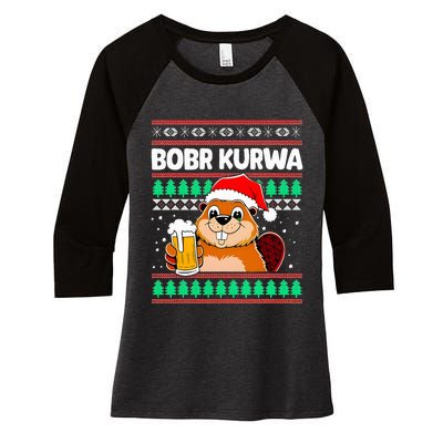 Bobr Kurwa Bober X Xmas Christmas Beer Kurwa Bober Xmas Beer Women's Tri-Blend 3/4-Sleeve Raglan Shirt