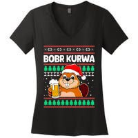 Bobr Kurwa Bober X Xmas Christmas Beer Kurwa Bober Xmas Beer Women's V-Neck T-Shirt