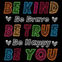 Be Kind Be Brave Be True Be Happy Be You Positive Quote Flexfit Unipanel Trucker Cap