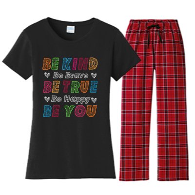 Be Kind Be Brave Be True Be Happy Be You Positive Quote Women's Flannel Pajama Set