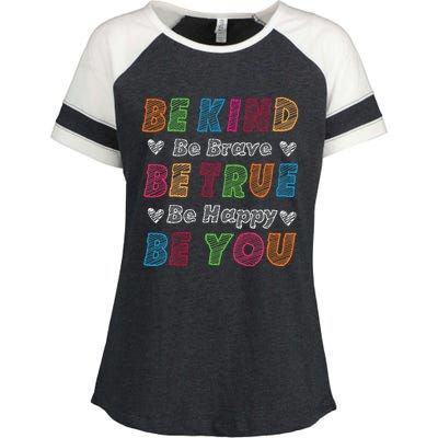 Be Kind Be Brave Be True Be Happy Be You Positive Quote Enza Ladies Jersey Colorblock Tee