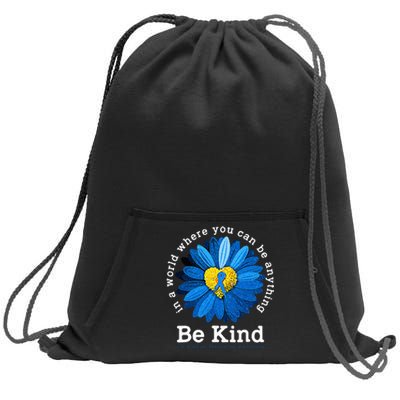 Be Kind Blue Sunflower Child Abuse Prevention Awareness Sweatshirt Cinch Pack Bag