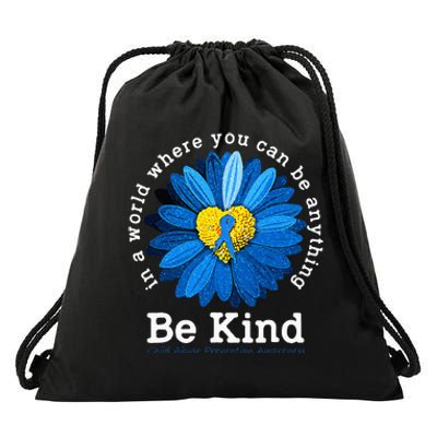 Be Kind Blue Sunflower Child Abuse Prevention Awareness Drawstring Bag