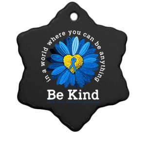 Be Kind Blue Sunflower Child Abuse Prevention Awareness Ceramic Star Ornament