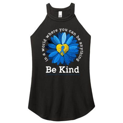 Be Kind Blue Sunflower Child Abuse Prevention Awareness Women’s Perfect Tri Rocker Tank