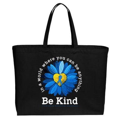 Be Kind Blue Sunflower Child Abuse Prevention Awareness Cotton Canvas Jumbo Tote