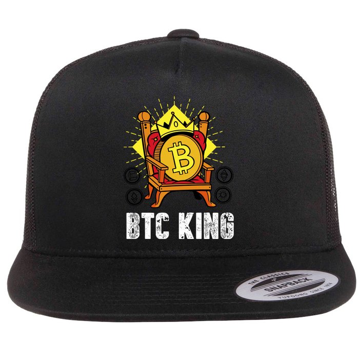 Bitcoin King Flat Bill Trucker Hat