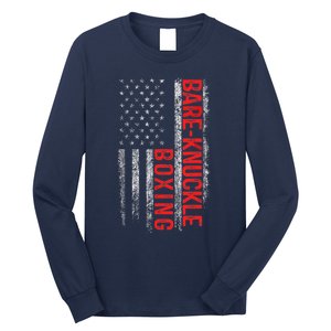 Bare Knuckle Boxing American Flag 4th Of July Fighting Sport Long Sleeve Shirt