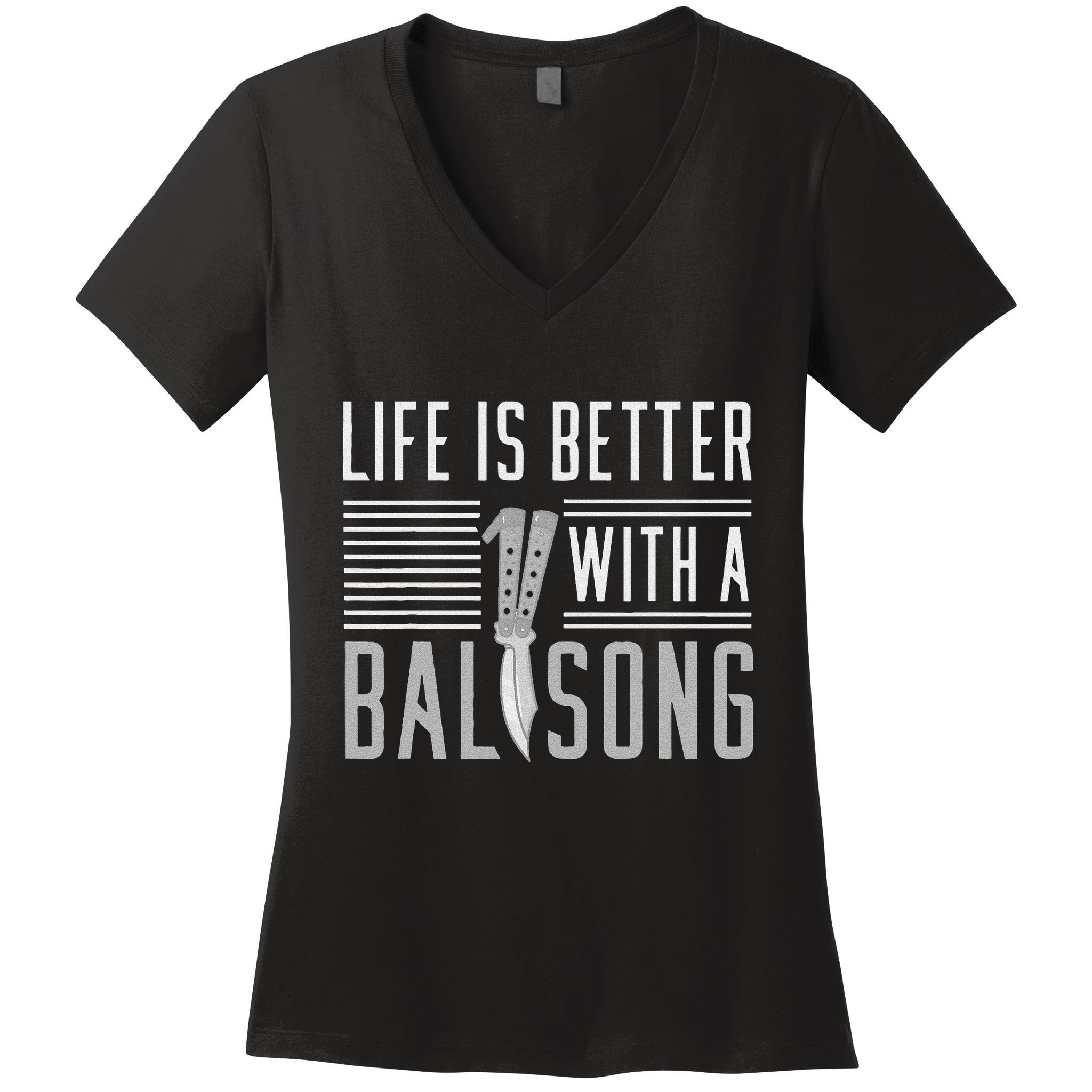 Balisong Knife Batangas Butterfly Folding Pocketknife Women's V-Neck T-Shirt