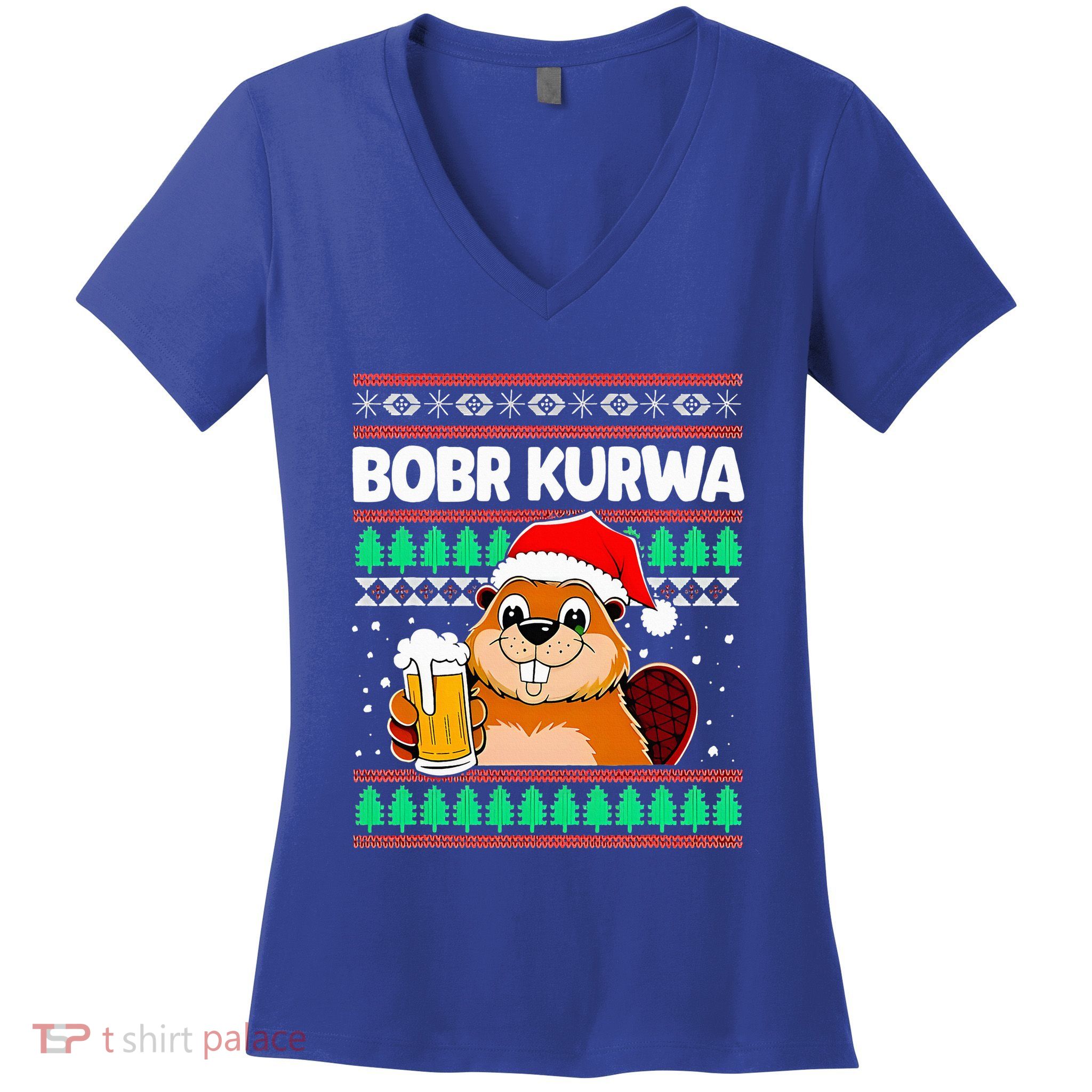 Bobr Kurwa Bober X Xmas Christmas Beer Women's V-Neck T-Shirt