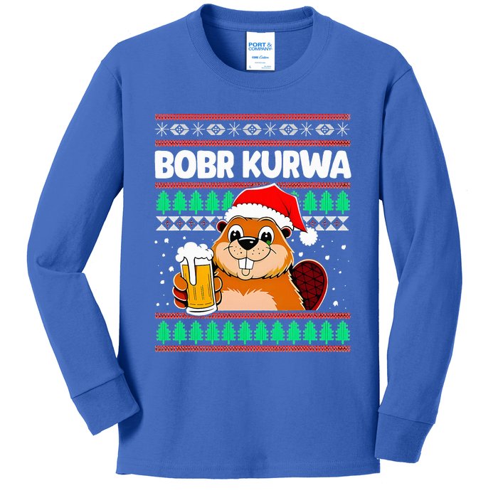 Bobr Kurwa Bober X Xmas Christmas Beer Kids Long Sleeve Shirt