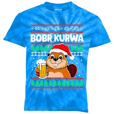 Bobr Kurwa Bober X Xmas Christmas Beer Kids Tie-Dye T-Shirt