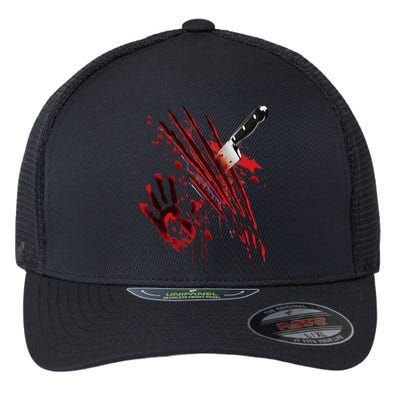 Bloody Knife Blood Stained Blood Splatter Funny Flexfit Unipanel Trucker Cap