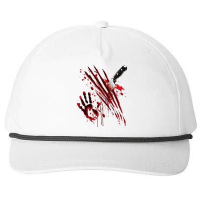 Bloody Knife Blood Stained Blood Splatter Funny Snapback Five-Panel Rope Hat