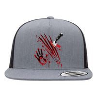 Bloody Knife Blood Stained Blood Splatter Funny Flat Bill Trucker Hat