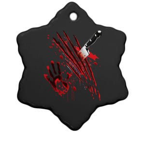 Bloody Knife Blood Stained Blood Splatter Funny Ceramic Star Ornament