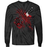 Bloody Knife Blood Stained Blood Splatter Funny Tie-Dye Long Sleeve Shirt