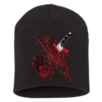 Bloody Knife Blood Stained Blood Splatter Funny Short Acrylic Beanie