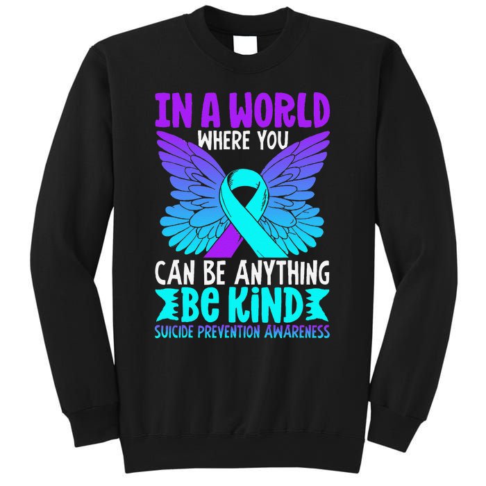 Be Kind Butterfly Teal Purple Ribbon Suicide Prevention Sweatshirt