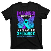 Be Kind Butterfly Teal Purple Ribbon Suicide Prevention T-Shirt