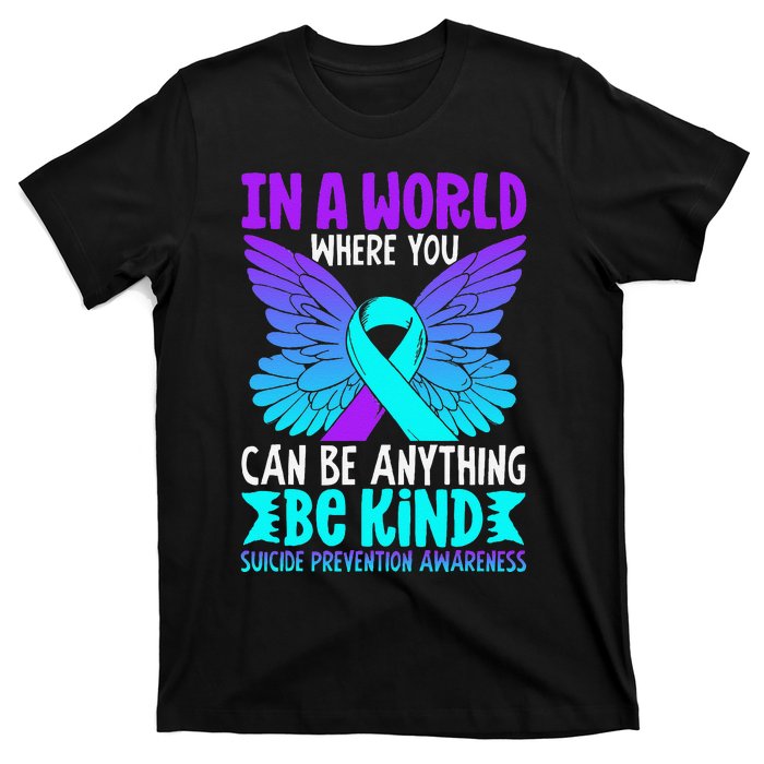 Be Kind Butterfly Teal Purple Ribbon Suicide Prevention T-Shirt