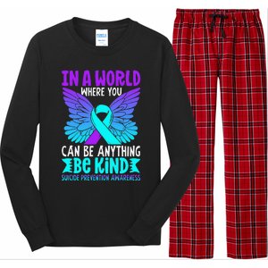 Be Kind Butterfly Teal Purple Ribbon Suicide Prevention Long Sleeve Pajama Set