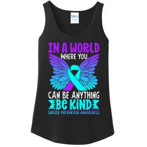 Be Kind Butterfly Teal Purple Ribbon Suicide Prevention Ladies Essential Tank