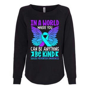 Be Kind Butterfly Teal Purple Ribbon Suicide Prevention Womens California Wash Sweatshirt