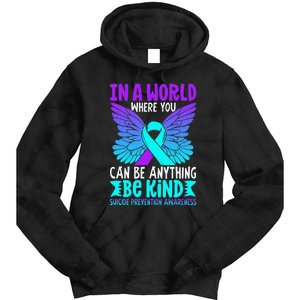 Be Kind Butterfly Teal Purple Ribbon Suicide Prevention Tie Dye Hoodie