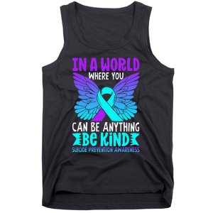 Be Kind Butterfly Teal Purple Ribbon Suicide Prevention Tank Top