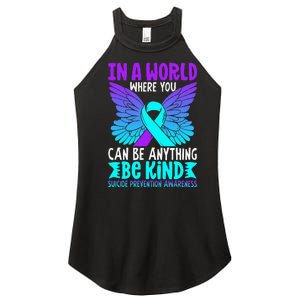 Be Kind Butterfly Teal Purple Ribbon Suicide Prevention Women's Perfect Tri Rocker Tank