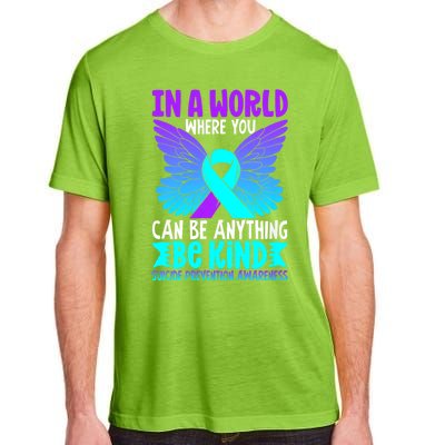 Be Kind Butterfly Teal Purple Ribbon Suicide Prevention Adult ChromaSoft Performance T-Shirt